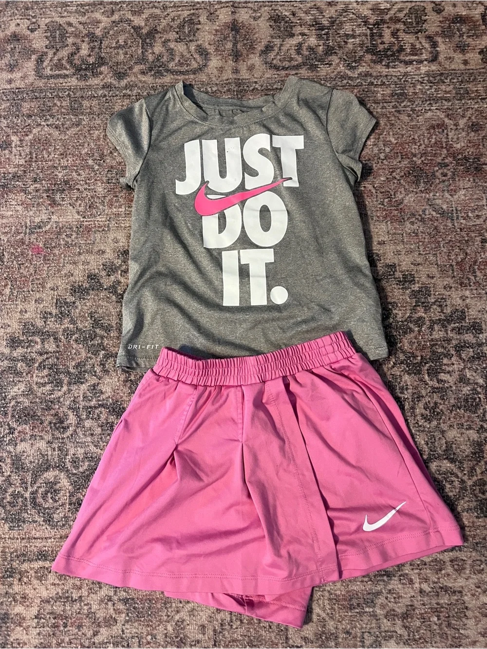 Nike Girls' Just Do It Tee & Pink Skort Set